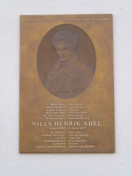 Gedenktafel fuer N. H. Abel